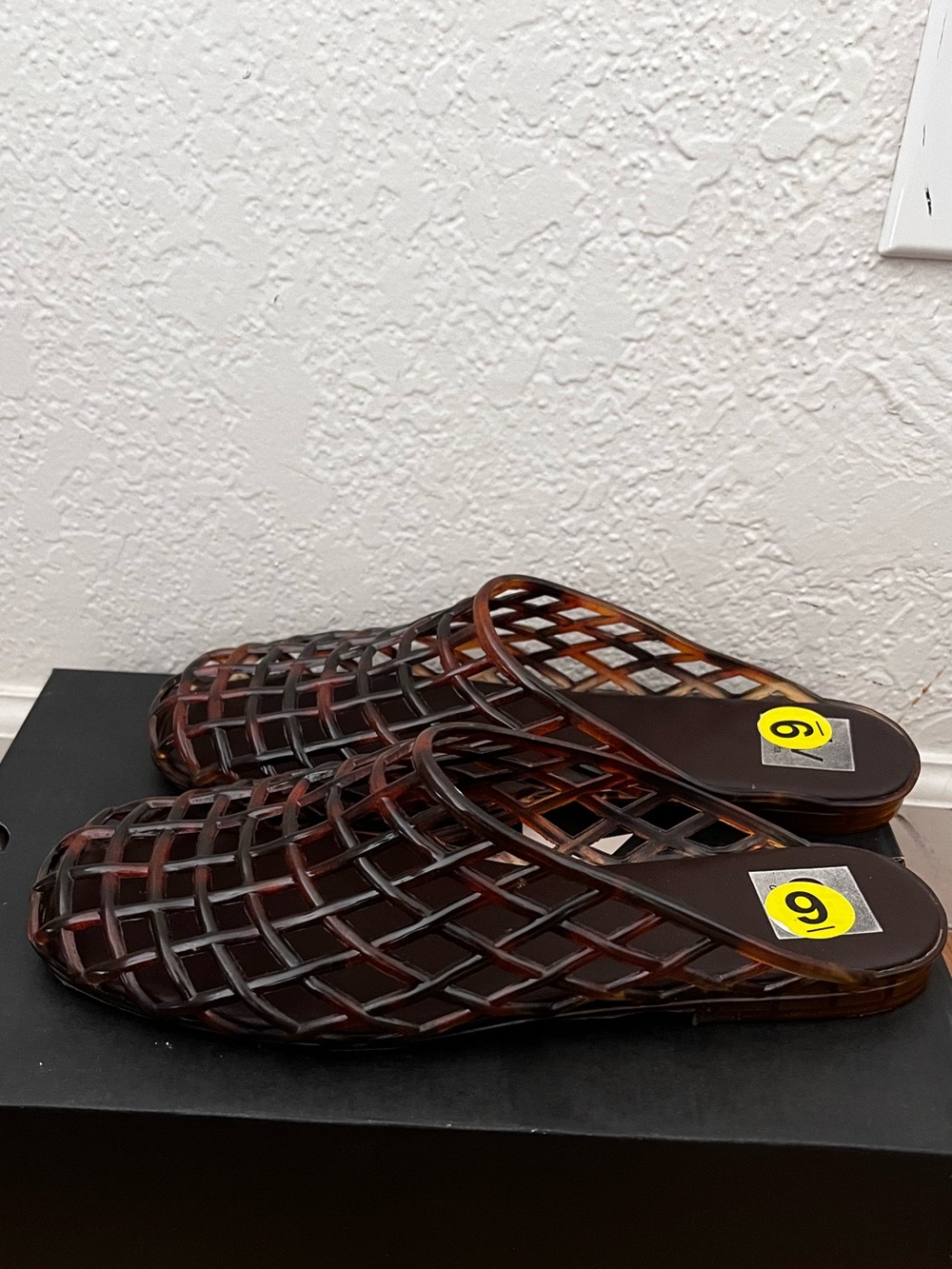 Brown Woven Slide Mules